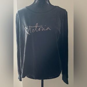 Victoria’s Secret Black Open Back Velour Sweatshirt Size Large